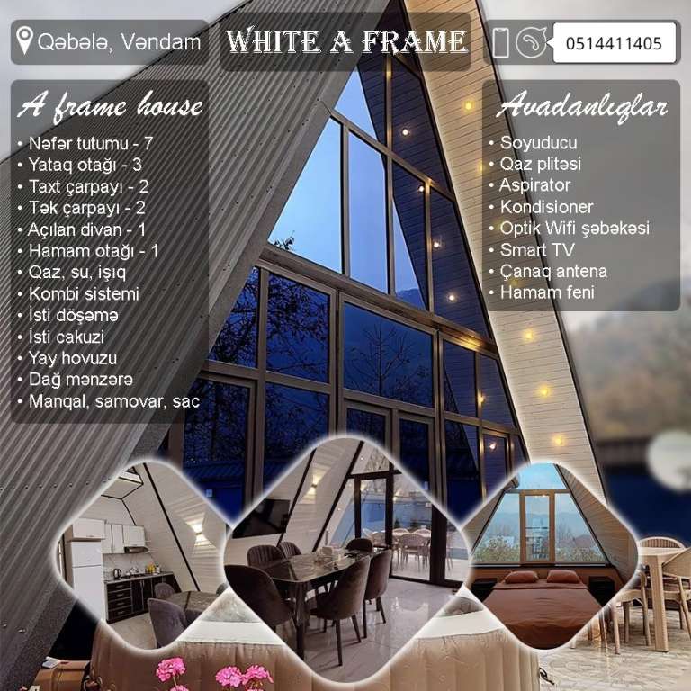 Qəbələ XW5C+RC Nohurqishlaq, Azerbaycan günlük kirayə A-Frame 150 AZN-a 4 otaqlı Qəbələ XW5C+RC Nohurqishlaq, Azerbaycan günlük kirayə A-Frame 150 AZN-a 4 otaqlı